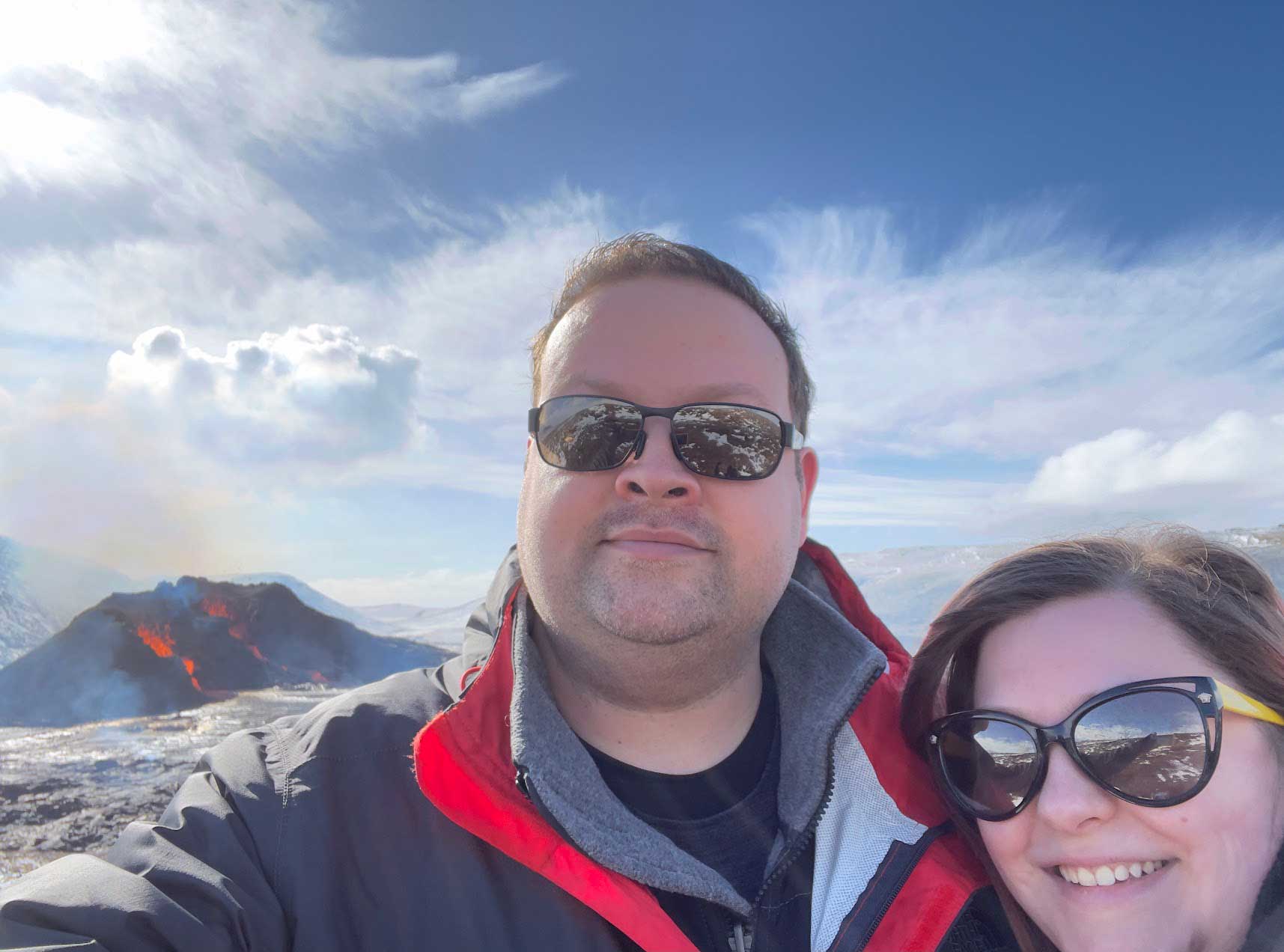 Richard and me at Fagradasfjall volcano, during the eruption.